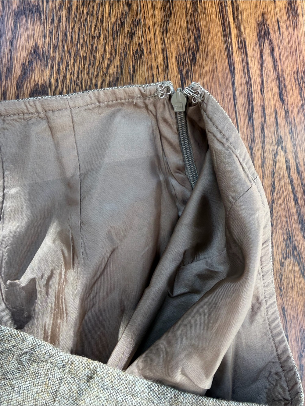 Brooks Brothers Women's Pebble Brown Wool Quiet Luxury Autumn Midi Skirt - Picture 4 of 6